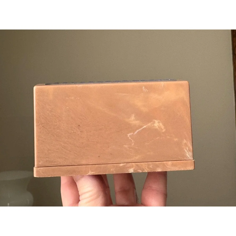 Vintage Merle Norman Cosmetics Powder Box Brown Marble Plastic with Clear Lid